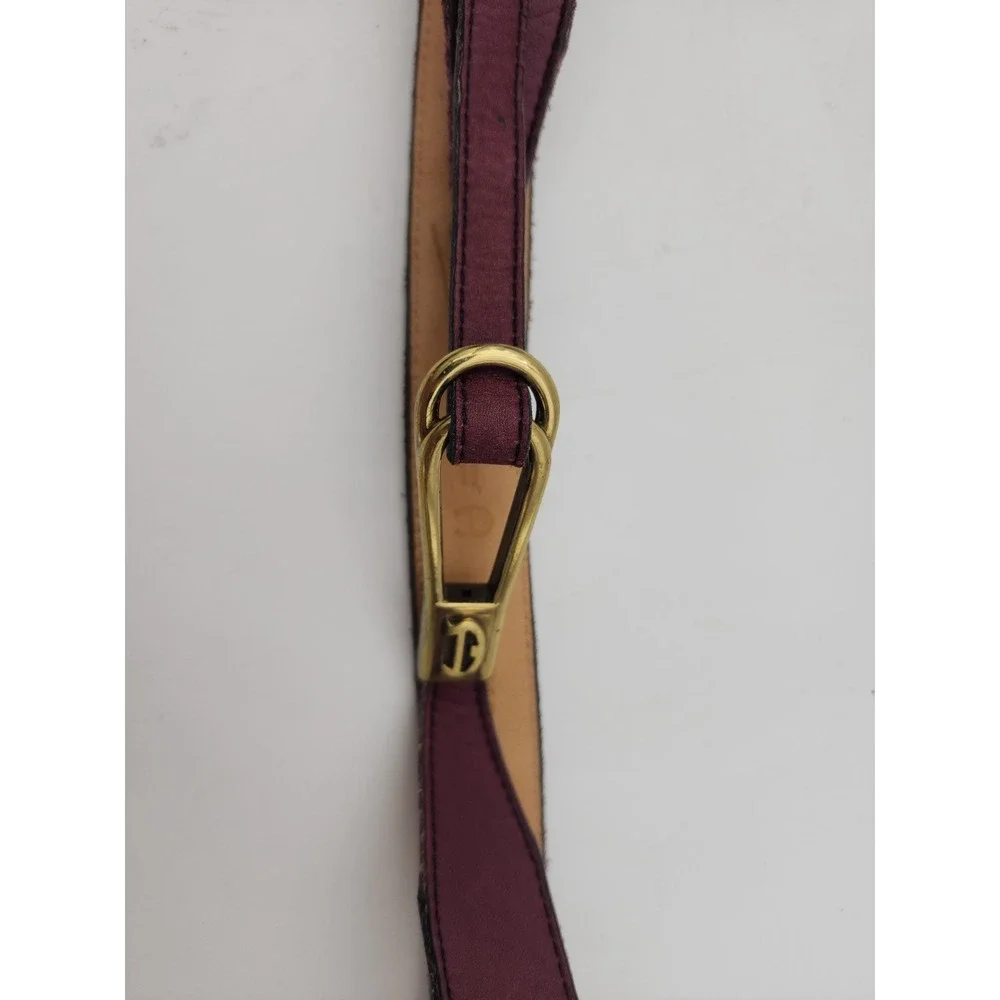 Vtg Etienne Aigner Oxblood Leather Slidelock Skinny Belt Sz 26